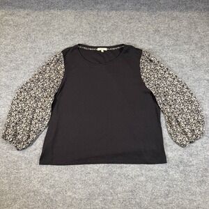 Angels Forever Young Womens 2X  Black Sweater w/ Sheer Floral Sleeves